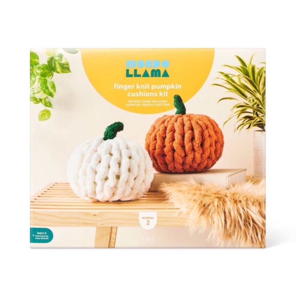 2ct Fall Craft Finger Knit Pumpkins Kit by Mondo Llama